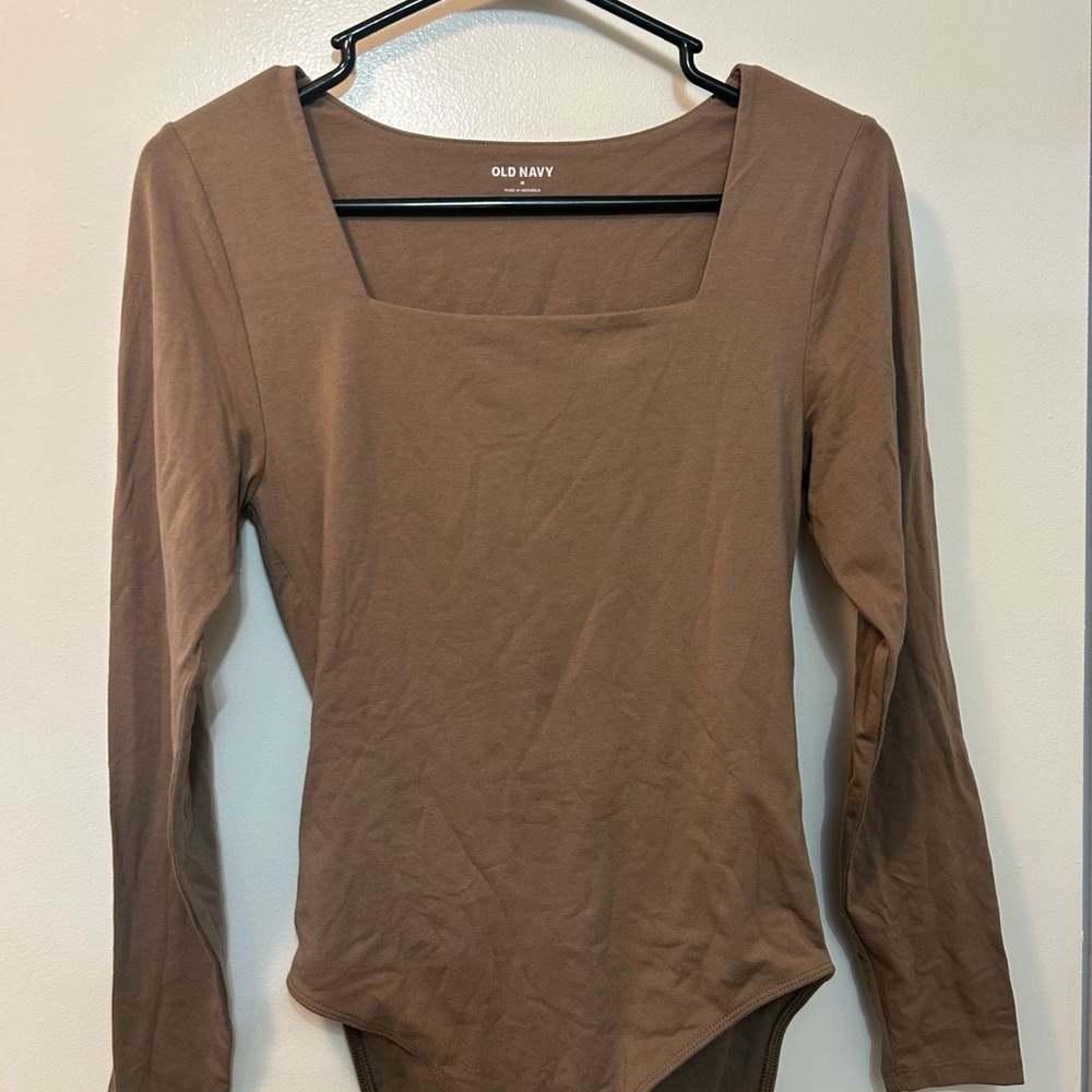 Old Navy Women's Tan Long Sleeve Bodysuit